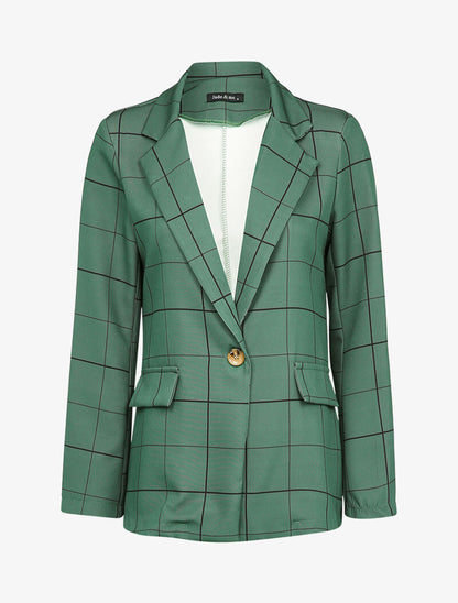 Veste fluide à carreaux à poches décoratives - Olive - 3