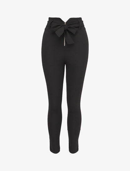 Pantalon taille haute à fermeture à zip stylisé - Noir - 4