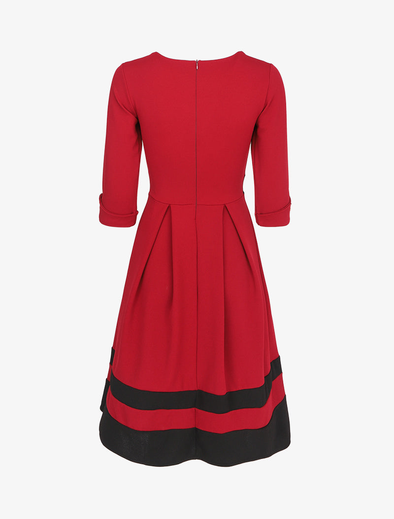 Robe patineuse à bandes contrastantes - Lie de vin - 2
