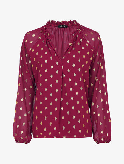 Blouse irisée à col stylisé - Bordeaux - 1