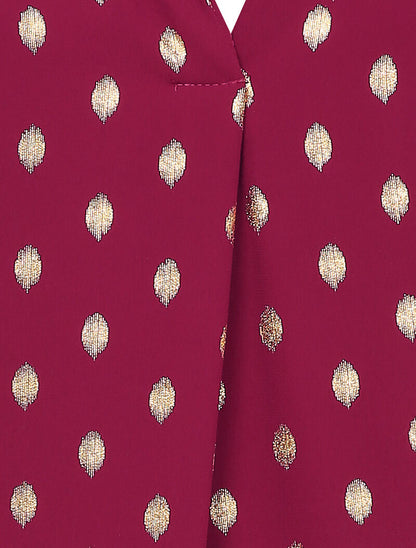 Blouse irisée à col stylisé - Bordeaux - 3