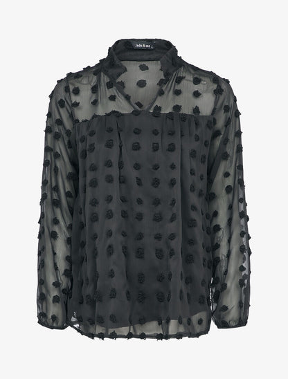 Blouse en mousseline à plumetis - Noir - 1
