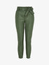 Pantalon en simili à taille haute froncée et chevilles élastiquées - Kaki - 3