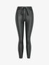 Pantalon ciré coupe slim à coutures contrastantes - Noir - 1