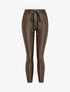 Pantalon ciré coupe slim à coutures contrastantes - Marron - 3