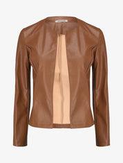 Veste en simili ouverte - Camel - 4