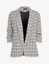 Blazer imprimé petits carreaux à manches 3/4 froncée - Noir/beige - 4