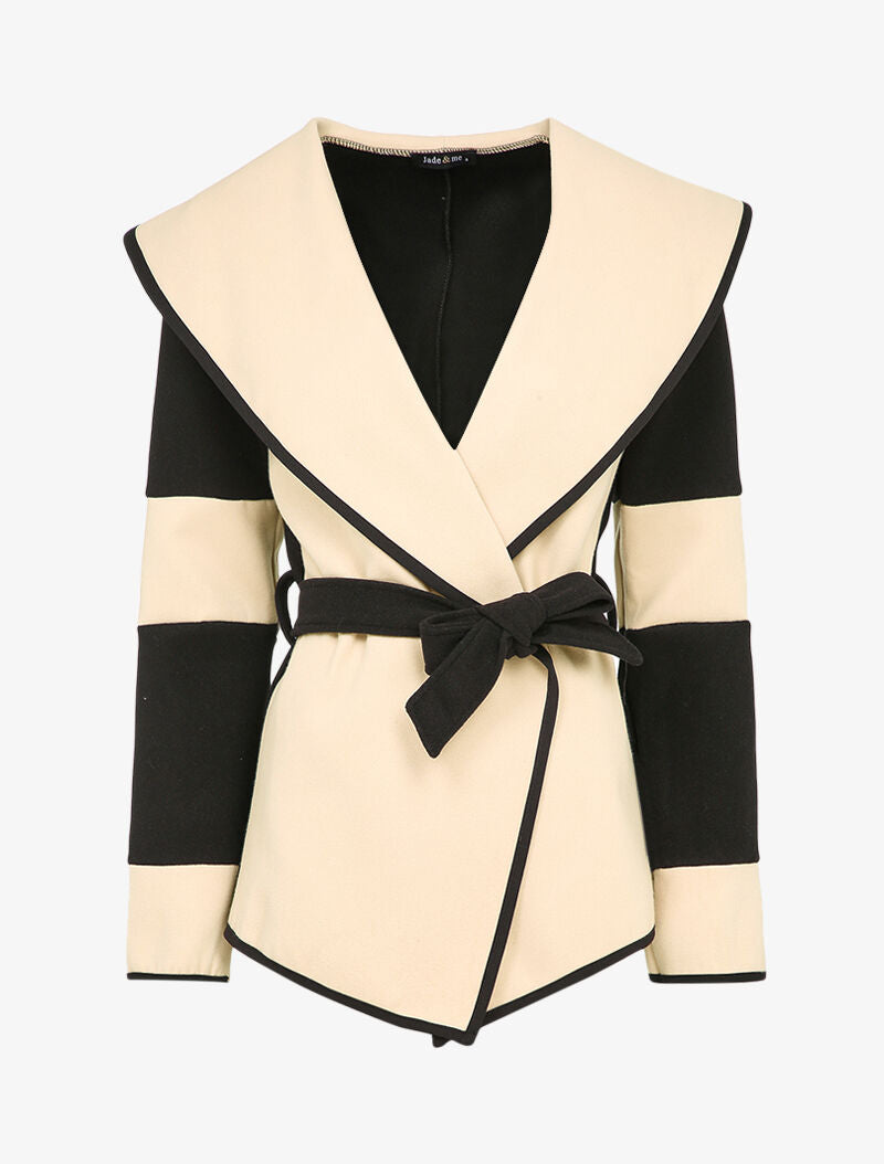 Veste à col châle large - Beige - 3