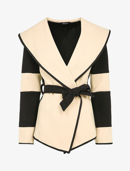 Veste à col châle large - Beige - 3