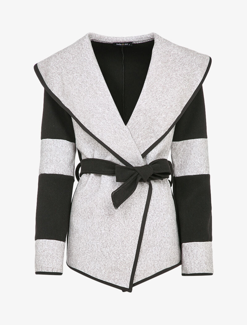 Veste à col châle large - Gris chiné - 1