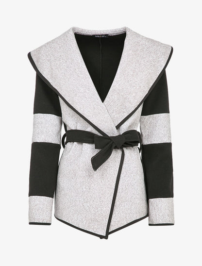 Veste à col châle large - Gris chiné - 1