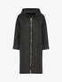 Manteau mi-long à capuche et manches à revers - Noir - 1