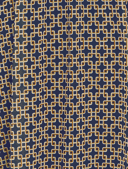 Robe longue patineuse à imprimé maille carrée - Marine - 3