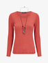 Pull doux à col rond et manches longues - Corail - 1