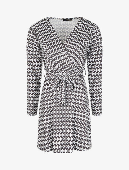 Robe patineuse à imprimé pois stylisés - Noir/blanc - 4