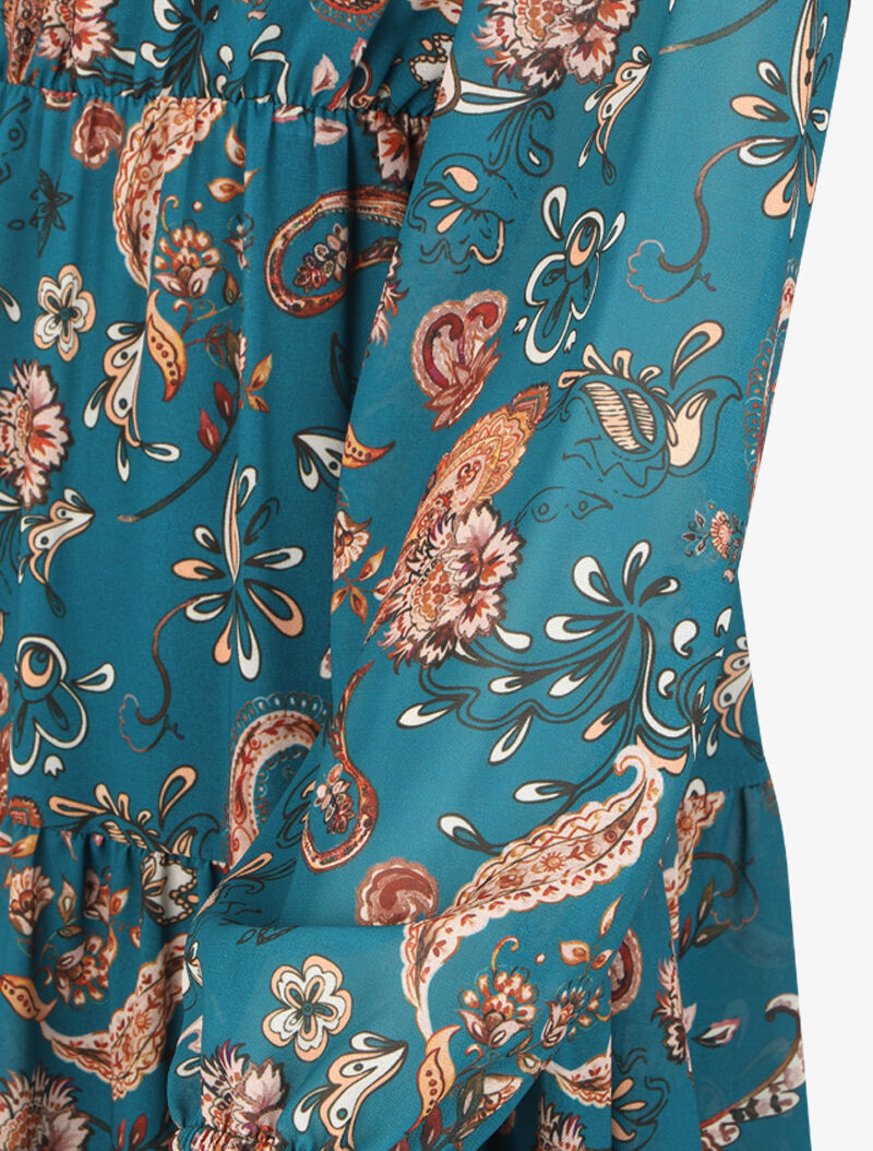 Robe à col lavallière et imprimé cachemire - Bleu - 3