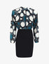 Robe fourreau à buste imprimé cercles stylisés et manches raglan - Bleu - 4