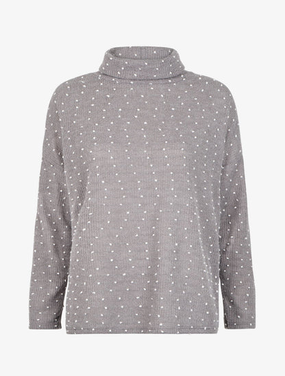 Pull col roulé oversize à plumetis - Gris foncé - 1