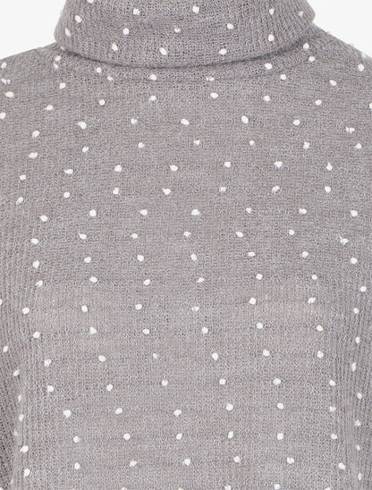 Pull col roulé oversize à plumetis - Gris foncé - 3
