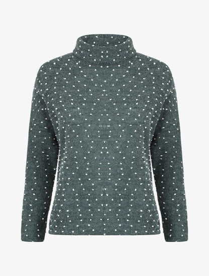 Pull col roulé oversize à plumetis - Vert - 4
