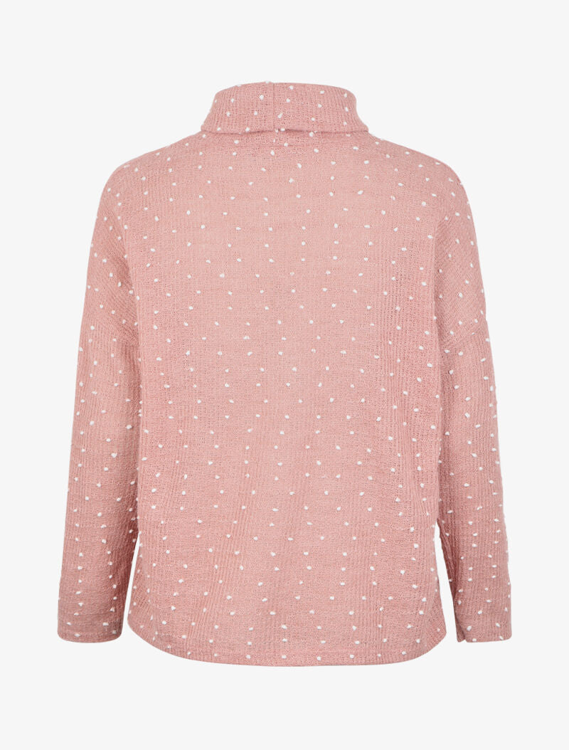 Pull col roulé oversize à plumetis - Rose - 2