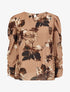 Top à manches gigot et imprimé fleurs et léopard - Taupe - 1