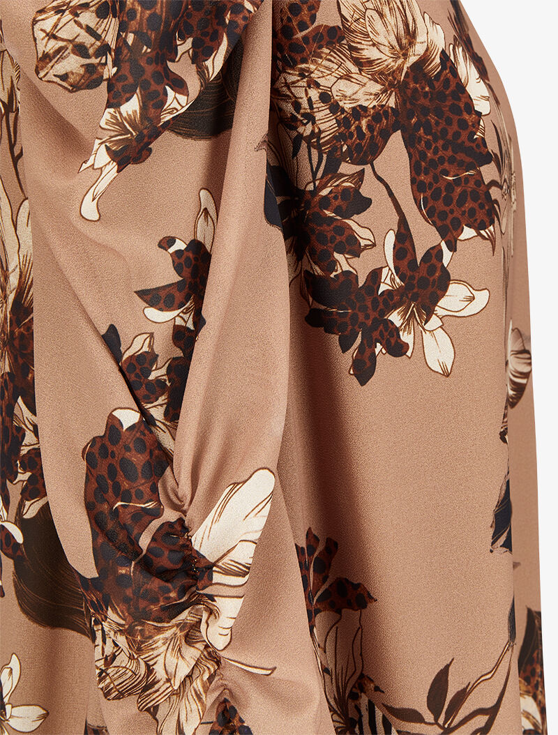 Top à manches gigot et imprimé fleurs et léopard - Taupe - 3