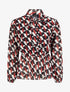 Top péplum à col lavallière et imprimé géométrique - Rouge - 4