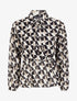 Top péplum à col lavallière et imprimé géométrique - Beige - 1