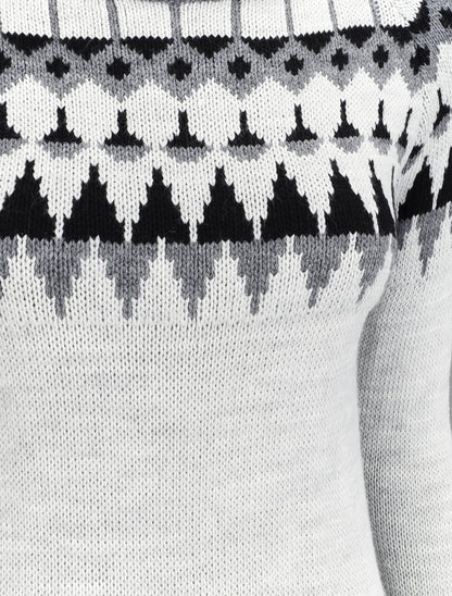 Robe pull à col roulé et motifs géométriques - Gris clair - 3