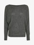 Pull col bateau en maille striée - Gris foncé - 4