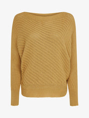Pull col bateau en maille striée - Camel - 4