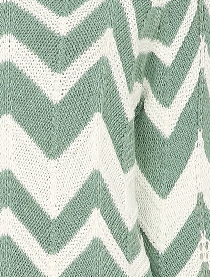 Pull en maille à motif zig zag - Bleu gris - 3
