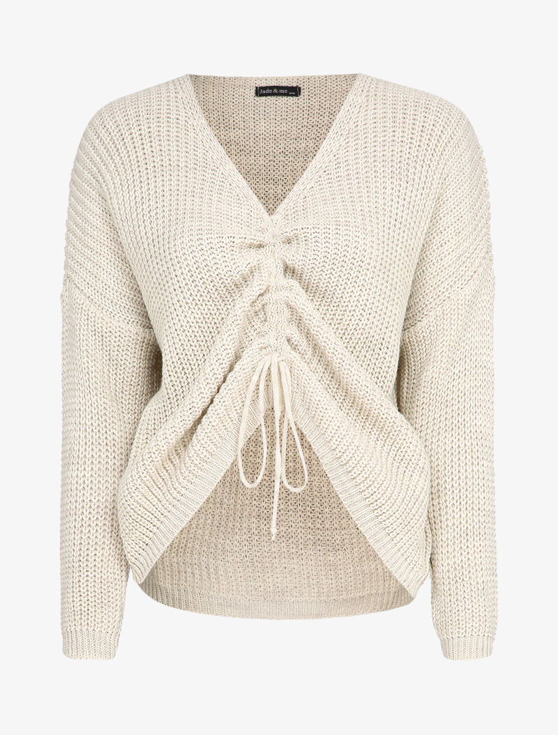 Pull en maille à longueur ajustable - Beige - 4