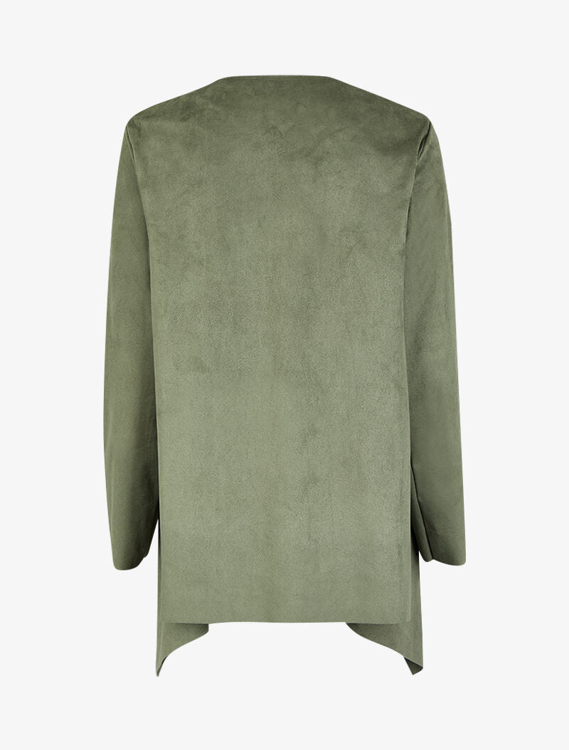 Veste 3/4 suédée à pans asymétriques - Kaki - 2