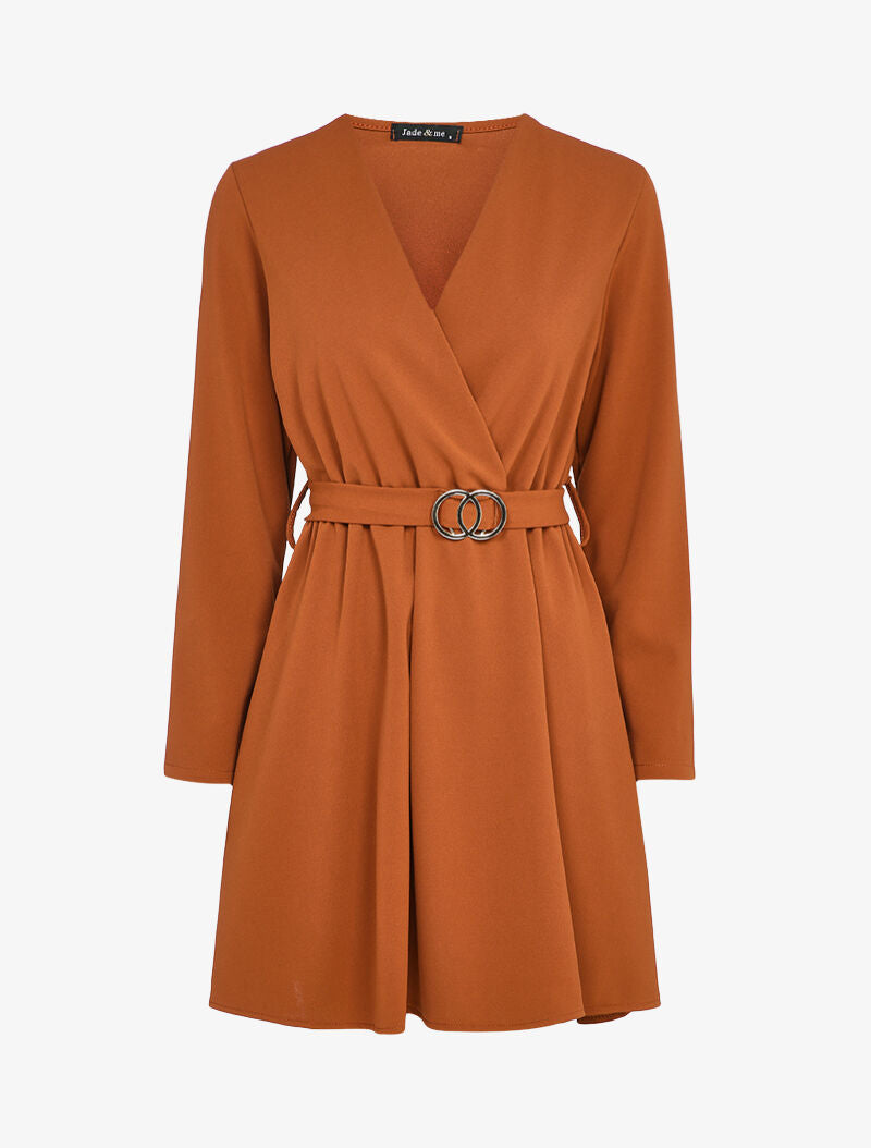 Robe patineuse cache-cœur à boucle stylisée - Rouille - 1