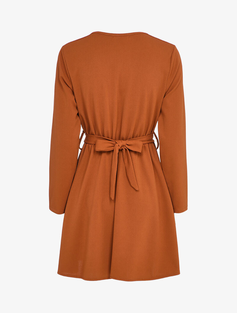 Robe patineuse cache-cœur à boucle stylisée - Rouille - 2
