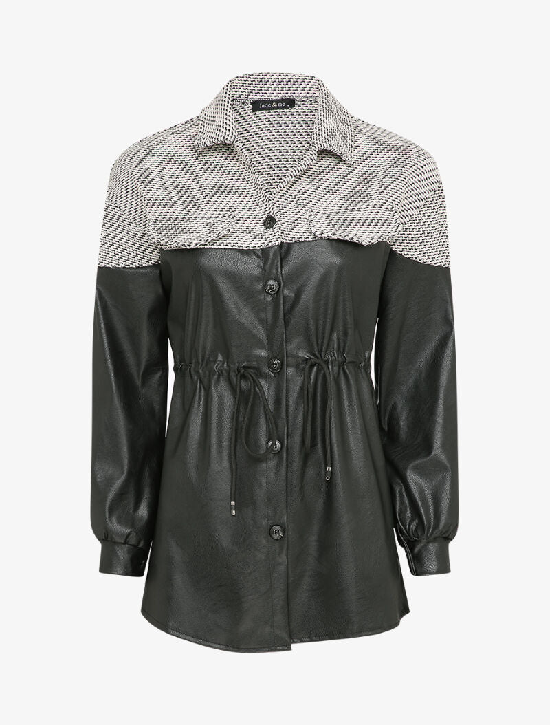 Veste oversize bi-matière à imprimé graphique - Noir/blanc - 1