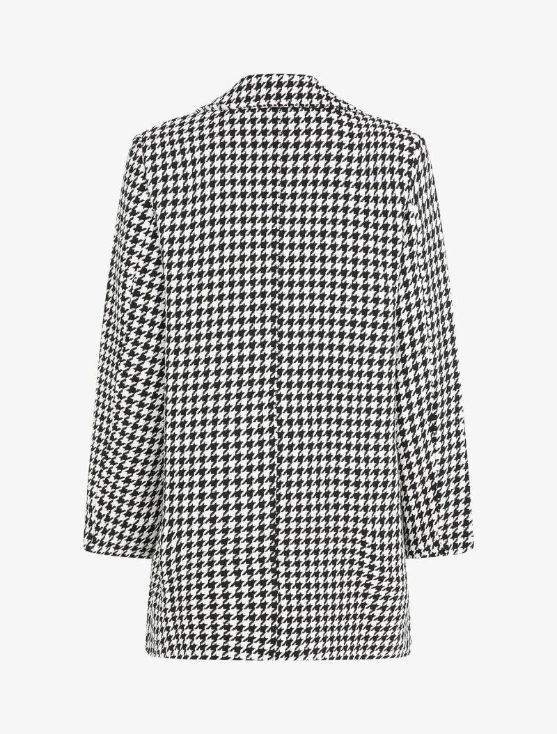 Manteau mi-long à imprimé pied de poule - Noir/blanc - 2
