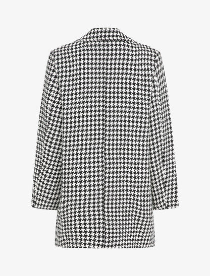 Manteau mi-long à imprimé pied de poule - Noir/blanc - 2