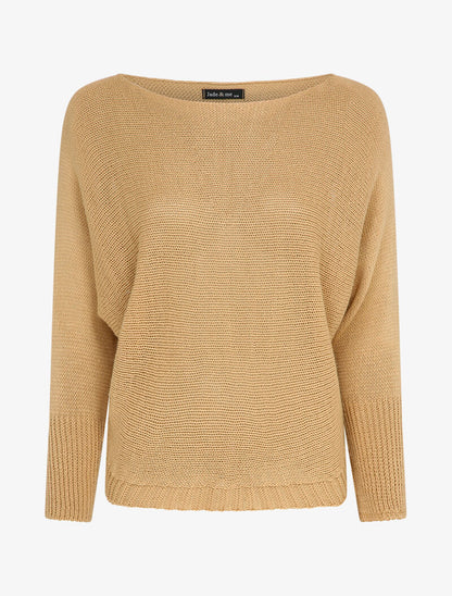 Pull à col bénitier et manches dolman - Camel - 1