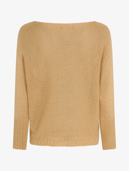 Pull à col bénitier et manches dolman - Camel - 2