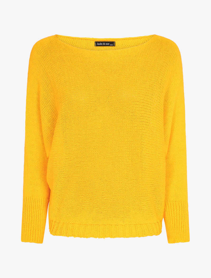 Pull à col bénitier et manches dolman - Jaune - 1