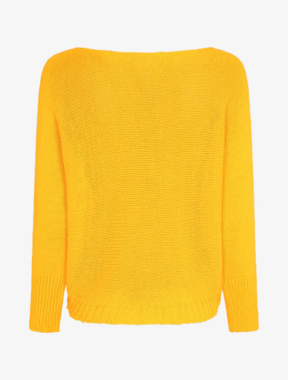 Pull à col bénitier et manches dolman - Jaune - 2