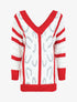 Pull oversize à bandes colorés et imprimé - Rouge - 5