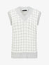 Pull sans manches à col V et imprimé pied de poule - Gris clair - 4