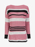Pull à rayures et col bateau - Vieux rose - 1