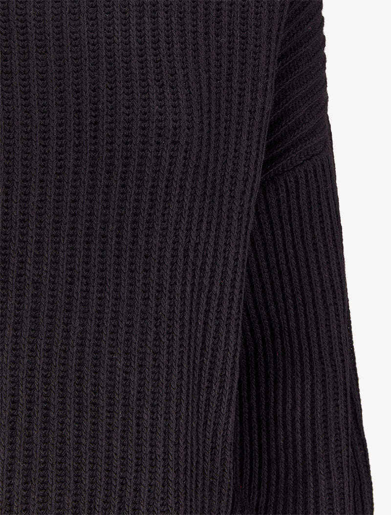 Pull court en grosse maille à col montant - Noir - 3
