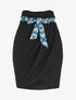 Jupe portefeuille à ceinture stylisée - Noir/bleu - 1