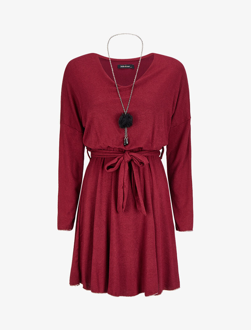 Robe pull coupe patineuse à manches dolman - Bordeaux - 4